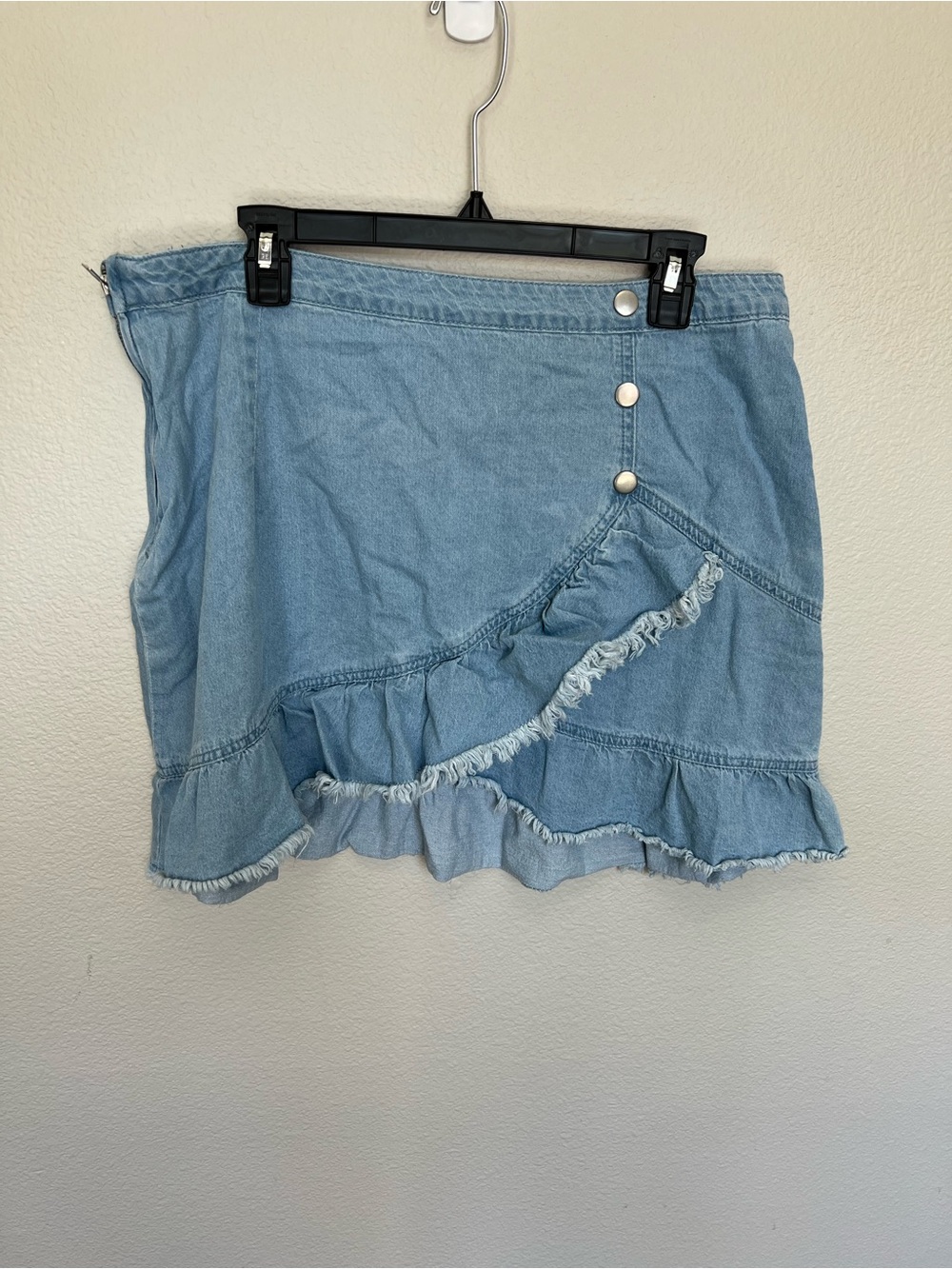 Light Blue Denim Ruffle Mini Skirt - Picture 5 of 8